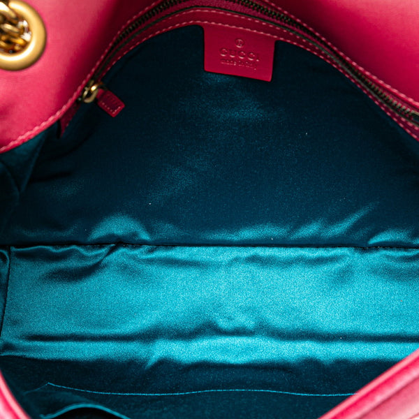 グッチ GGマーモント BLIND FOR LOVE 刺繍 モチーフ チェーン ショルダーバッグ 443496 ピンク ゴールド ベロア レザー レディース GUCCI 【中古】