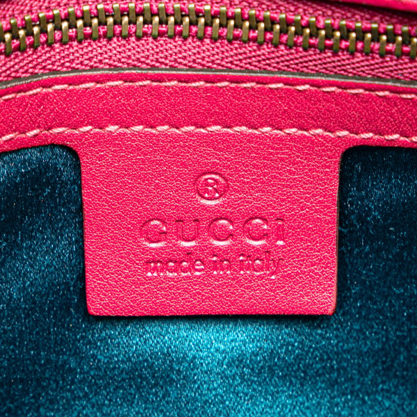 グッチ GGマーモント BLIND FOR LOVE 刺繍 モチーフ チェーン ショルダーバッグ 443496 ピンク ゴールド ベロア レザー レディース GUCCI 【中古】