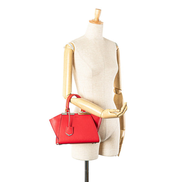 フェンディ プチ トロワジュール ハンドバッグ 8BH333 レッド レザー レディース FENDI 【中古】