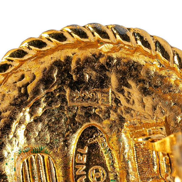 シャネル グリポア カラーストーン イヤリング ゴールド グリーン メッキ レディース CHANEL 【中古】