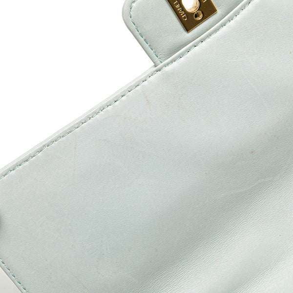 シャネル マトラッセ ワイルドステッチ ココマーク ハンドバッグ ブルー ラムスキン レディース CHANEL 【中古】