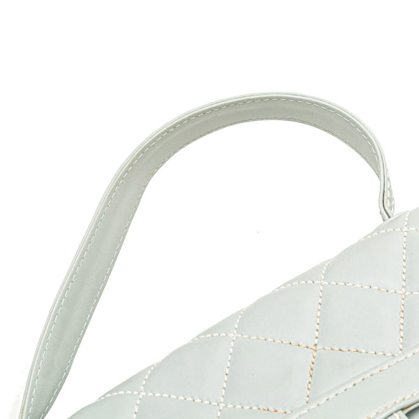 シャネル マトラッセ ワイルドステッチ ココマーク ハンドバッグ ブルー ラムスキン レディース CHANEL 【中古】