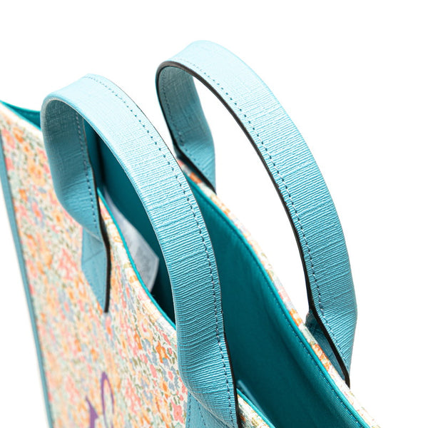 グッチ ×リバディ チルドレンズ 花 フラワー モチーフ トートバッグ 550763 ベージュ ライトブルー マルチカラー キャンバス レザー レディース GUCCI 【中古】