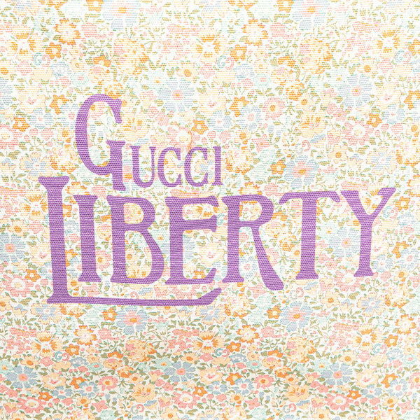 グッチ ×リバディ チルドレンズ 花 フラワー モチーフ トートバッグ 550763 ベージュ ライトブルー マルチカラー キャンバス レザー レディース GUCCI 【中古】