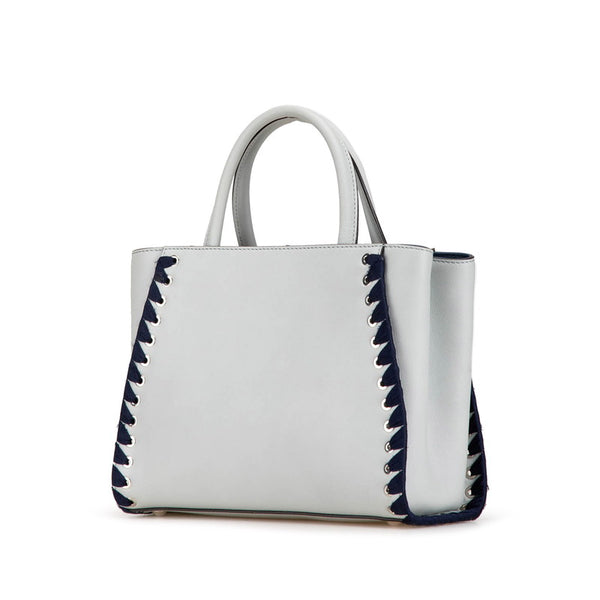 フェンディ プチ トゥジュール ハンドバッグ ショルダーバッグ ２WAY 8BH253 グレー ネイビー レザー レディース FENDI 【中古】