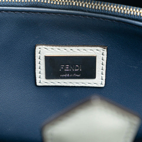 フェンディ プチ トゥジュール ハンドバッグ ショルダーバッグ ２WAY 8BH253 グレー ネイビー レザー レディース FENDI 【中古】