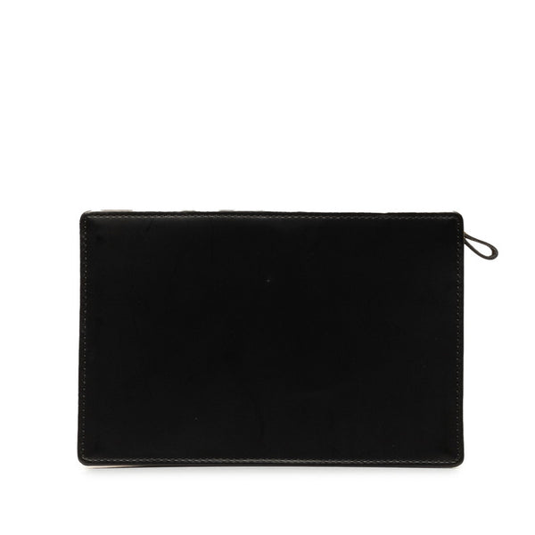 バーバリー ポーチ ブラック ベージュ レザー キャンバス レディース BURBERRY 【中古】