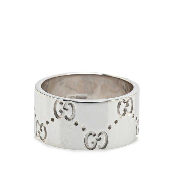 グッチ GG アイコンワイド リング 指輪 #10 K18WG ホワイトゴールド レディース GUCCI 【中古】