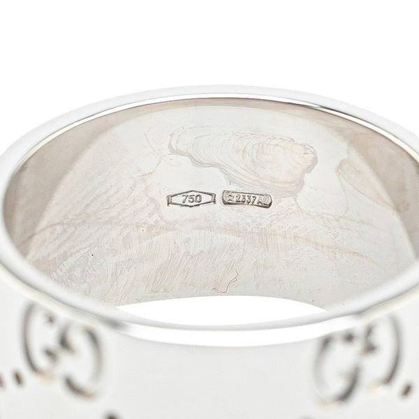グッチ GG アイコンワイド リング 指輪 #10 K18WG ホワイトゴールド レディース GUCCI 【中古】