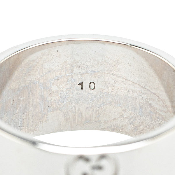 グッチ GG アイコンワイド リング 指輪 #10 K18WG ホワイトゴールド レディース GUCCI 【中古】