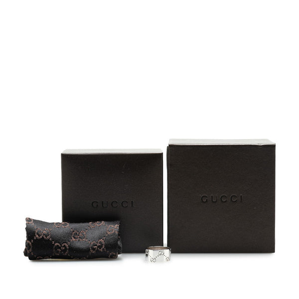 グッチ GG アイコンワイド リング 指輪 #10 K18WG ホワイトゴールド レディース GUCCI 【中古】