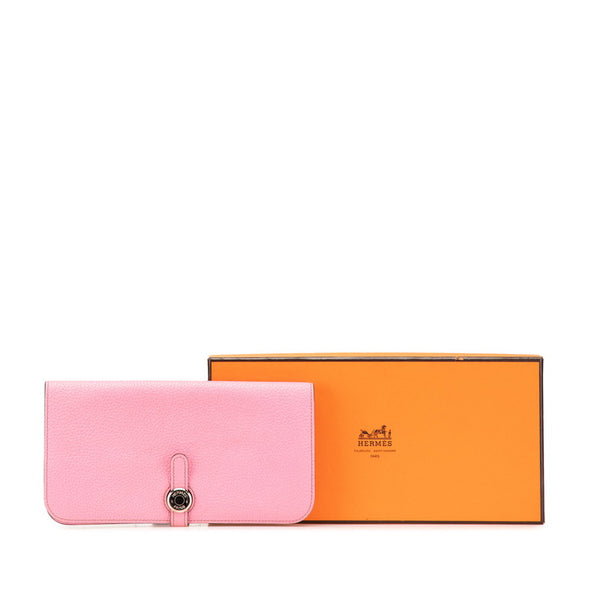 エルメス ドゴンロング 長財布 ピンク トリヨンクレマンス レディース HERMES 【中古】