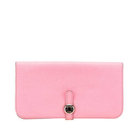 エルメス ドゴンロング 長財布 ピンク トリヨンクレマンス レディース HERMES 【中古】