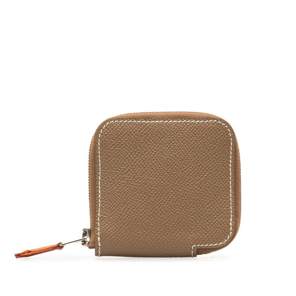 エルメス アザップコンパクト コインケース 小銭入れ エトゥープ ブラウン ヴォーエプソン レディース HERMES 【中古】