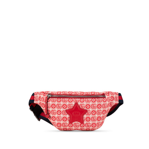 グッチ GGロゴ チルドレンズ スター ウエストバッグ ボディバッグ 502095 レッド キャンバス レザー レディース GUCCI 【中古】