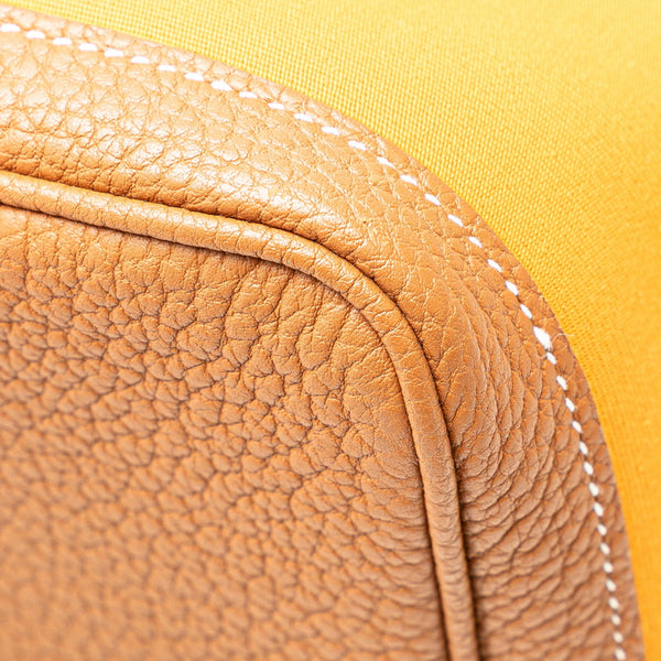 エルメス ガーデンパーティPM ハンドバッグ トートバッグ サフラン ゴールド ネゴンダ トワルオフィシエ レディース HERMES 【中古】