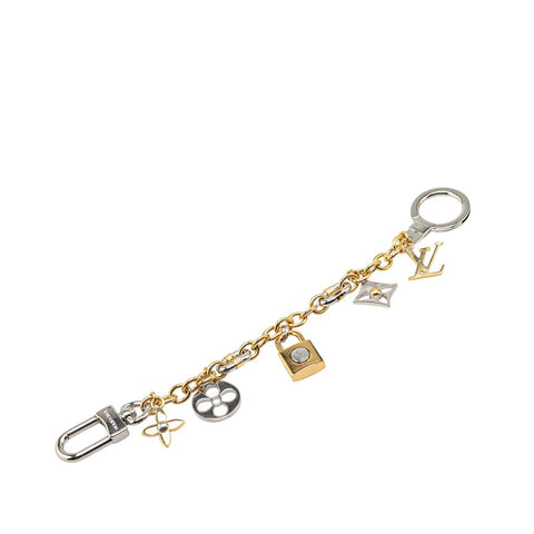 ルイ ヴィトン チェーンLVパドロック バッグチャーム キーホルダー M00538 ゴールド シルバー メッキ レディース LOUIS VUITTON 【中古】