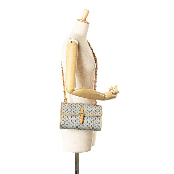 ルイ ヴィトン モノグラム ミニ カミーユ ショルダーバッグ M92002 ブルー ブラウン キャンバス レザー レディース LOUIS VUITTON 【中古】
