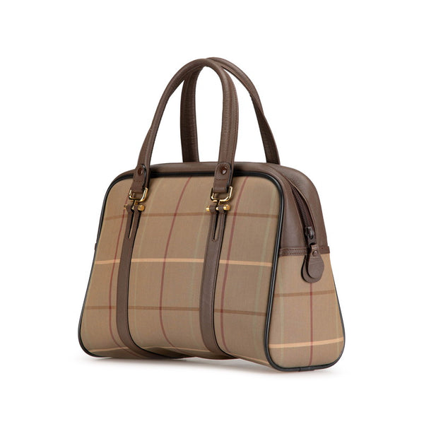バーバリー チェック ハンドバッグ ブラウン キャンバス レザー レディース BURBERRY 【中古】