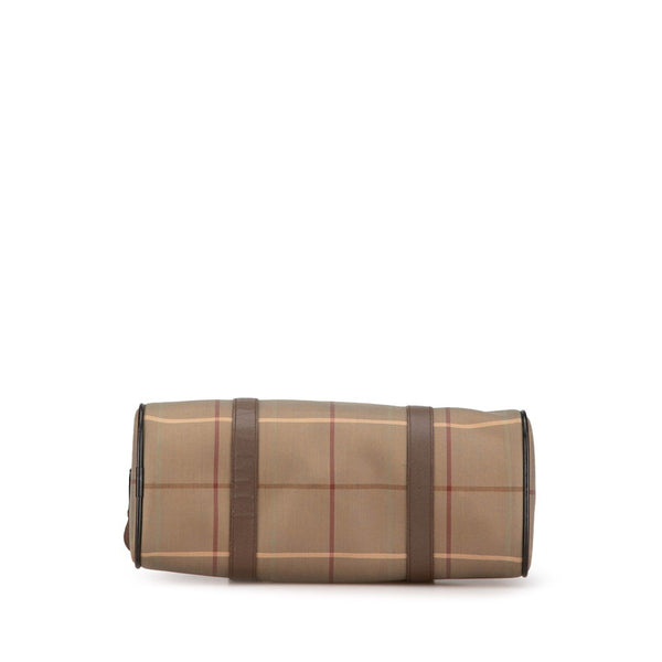 バーバリー チェック ハンドバッグ ブラウン キャンバス レザー レディース BURBERRY 【中古】