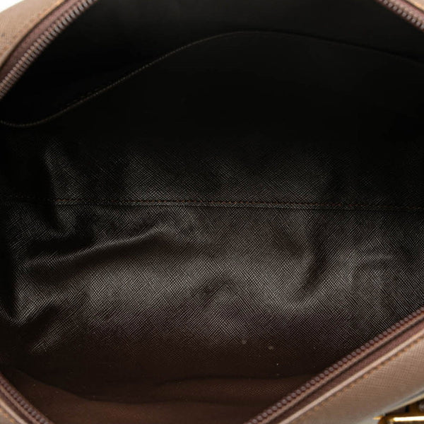 バーバリー チェック ハンドバッグ ブラウン キャンバス レザー レディース BURBERRY 【中古】
