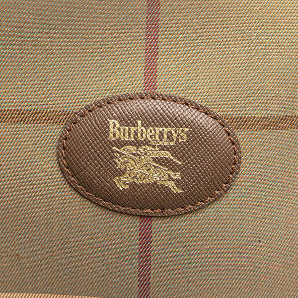 バーバリー チェック ハンドバッグ ブラウン キャンバス レザー レディース BURBERRY 【中古】