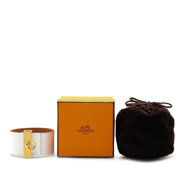 エルメス バングル ホワイト ヴォーエプソン メッキ レディース HERMES 【中古】