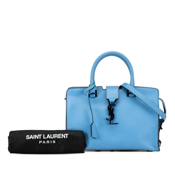 サンローラン ベイビーカバス 斜め掛け ハンドバッグ ショルダーバッグ 2WAY 424868 ライトブルー レザー レディース SAINT LAURENT 【中古】