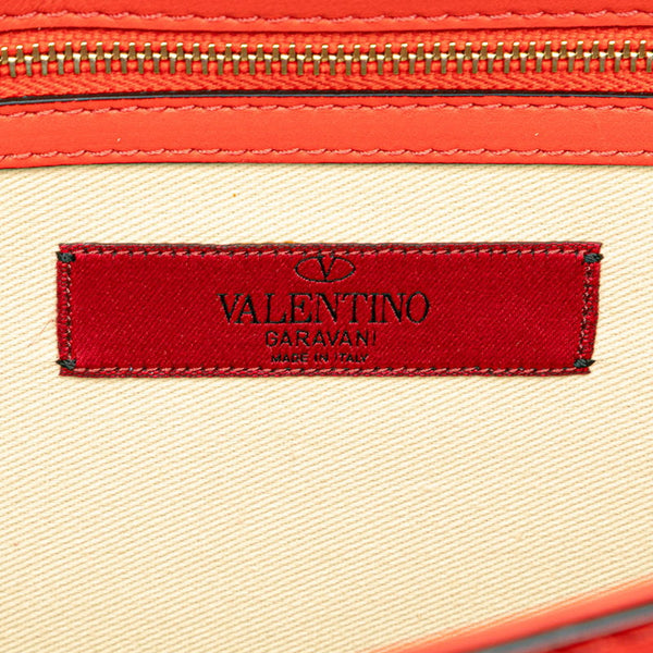 ヴァレンティノ ロックスタッズ チェーン ショルダーバッグ オレンジ ゴールド レザー レディース VALENTINO 【中古】