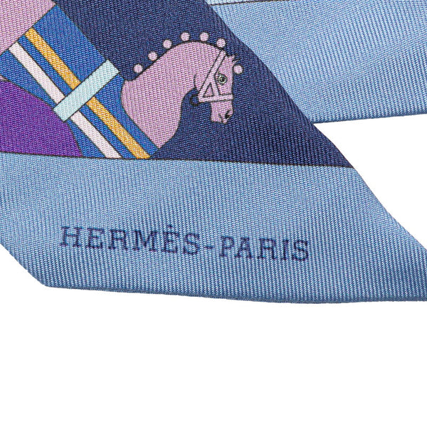 エルメス ツイリー Rocabar ロカバール 馬柄 スカーフ パープル ネイビー マルチカラー シルク レディース HERMES 【中古】