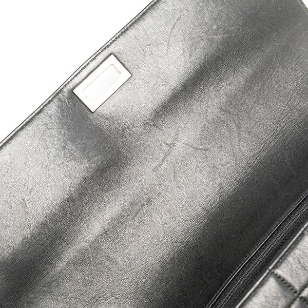 シャネル 2.55 チョコバー チェーン ショルダーバッグ ブラック ラムスキン レディース CHANEL 【中古】