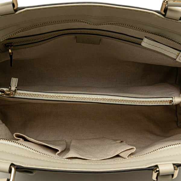 グッチ グッチシマ メイフェア リボン ハンドバッグ トートバッグ 257063 ベージュ アイボリー レザー レディース GUCCI 【中古】