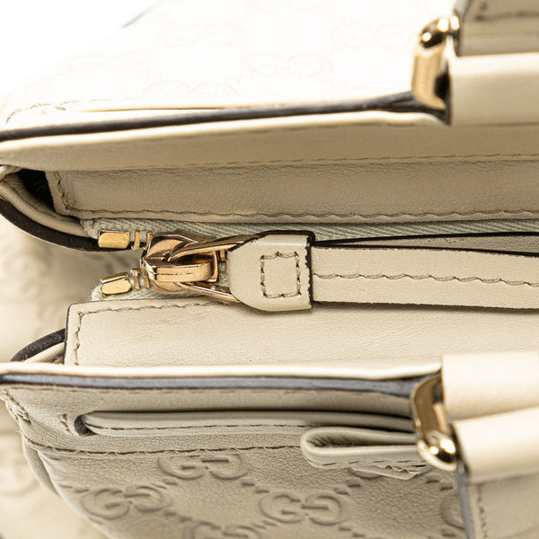 グッチ グッチシマ メイフェア リボン ハンドバッグ トートバッグ 257063 ベージュ アイボリー レザー レディース GUCCI 【中古】