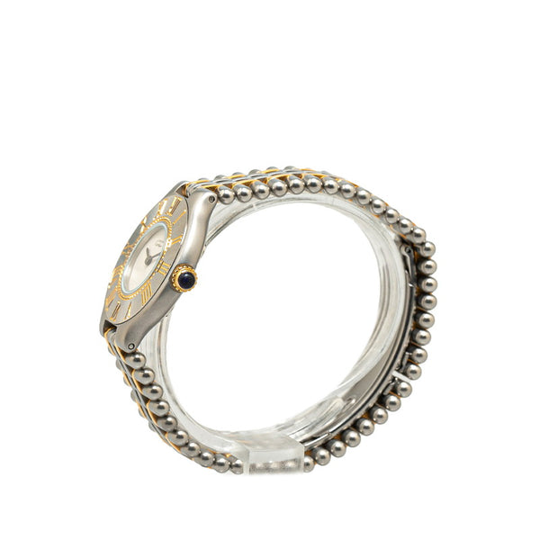 カルティエ マスト21 腕時計 クオーツ ホワイト文字盤 ステンレススチール レディース CARTIER 【中古】