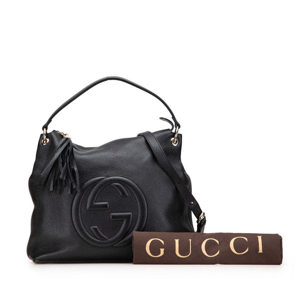 グッチ インターロッキングG ソーホー ハンドバッグ ショルダーバッグ 2WAY 536194 ブラック レザー レディース GUCCI 【中古】