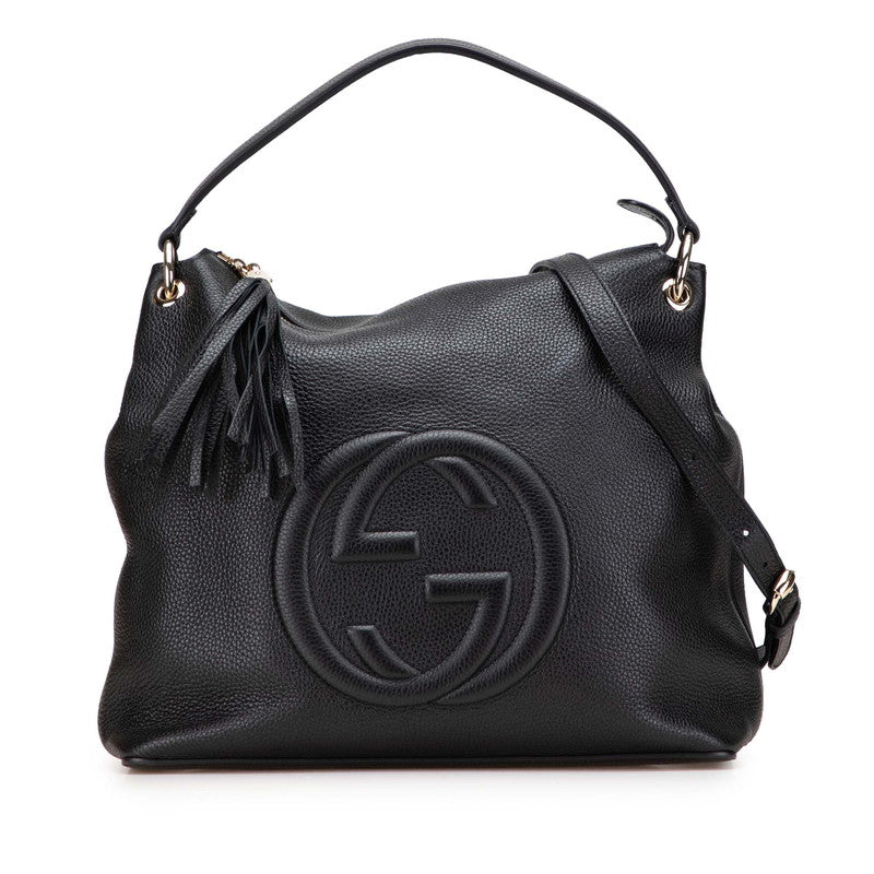 グッチ インターロッキングG ソーホー ハンドバッグ ショルダーバッグ 2WAY 536194 ブラック レザー レディース GUCCI 【中古】