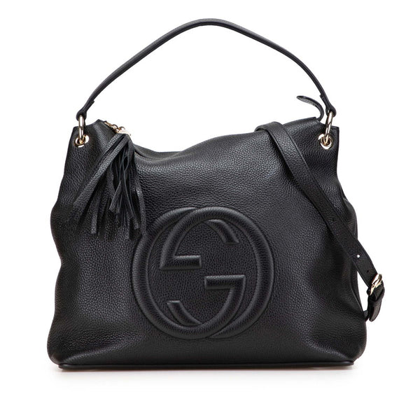 グッチ インターロッキングG ソーホー ハンドバッグ ショルダーバッグ 2WAY 536194 ブラック レザー レディース GUCCI 【中古】