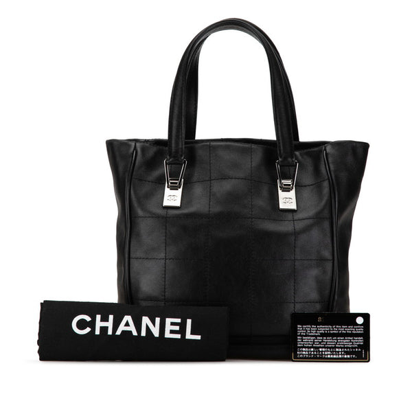 シャネル チョコバー ハンドバッグ ブラック ラムスキン レディース CHANEL 【中古】
