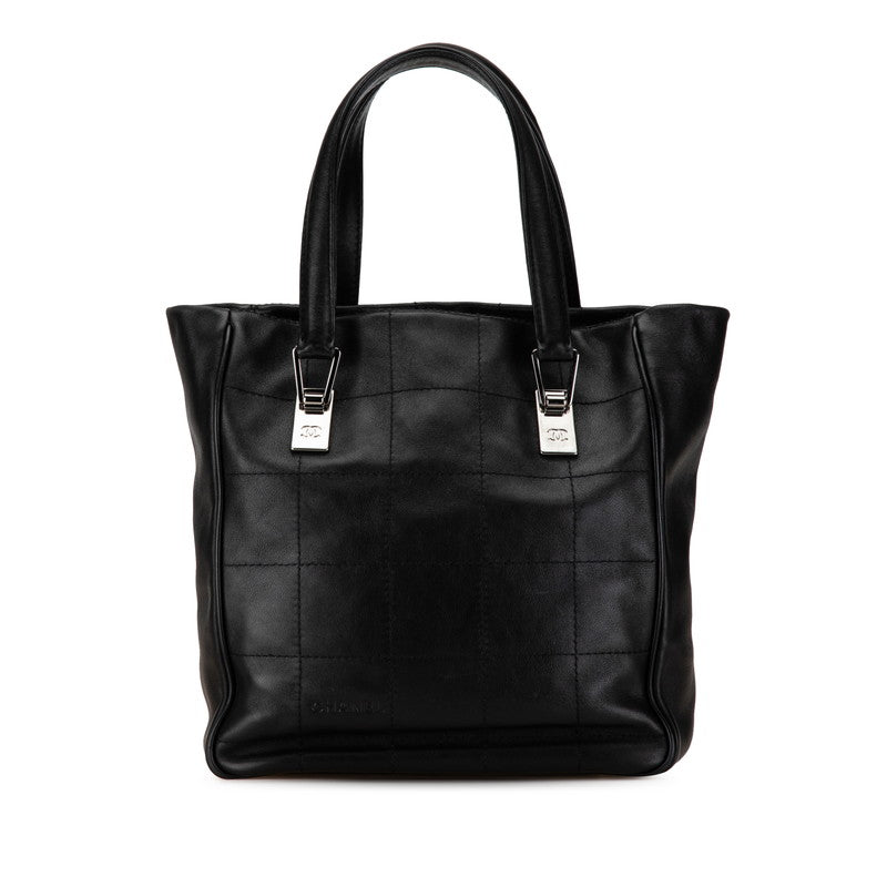 シャネル チョコバー ハンドバッグ ブラック ラムスキン レディース CHANEL 【中古】