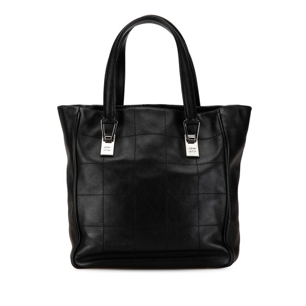 シャネル チョコバー ハンドバッグ ブラック ラムスキン レディース CHANEL 【中古】