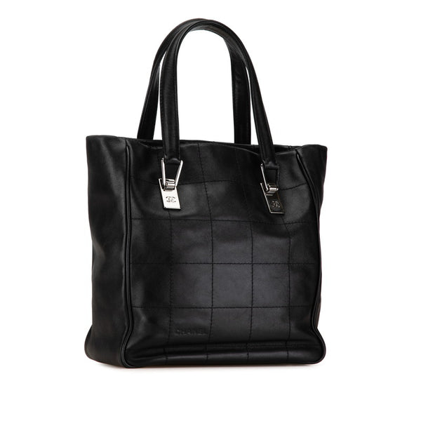 シャネル チョコバー ハンドバッグ ブラック ラムスキン レディース CHANEL 【中古】