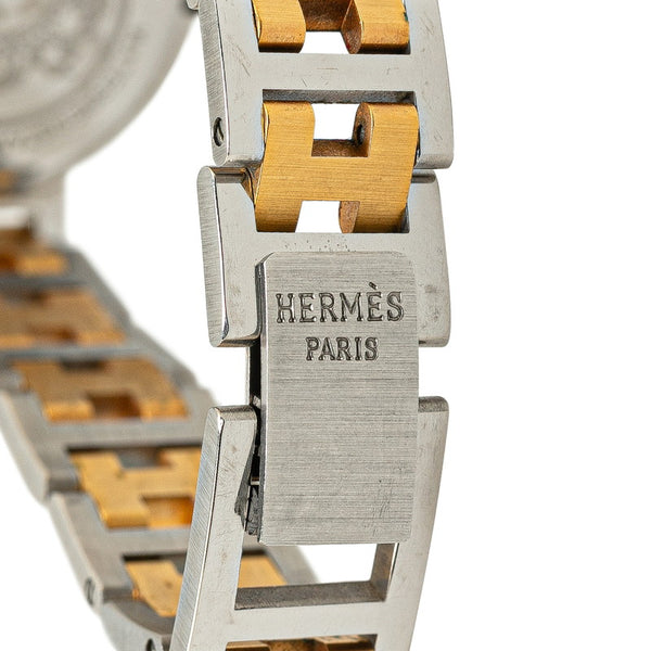 エルメス クリッパー 腕時計 クオーツ アイボリー文字盤 ステンレススチール メッキ レディース HERMES 【中古】