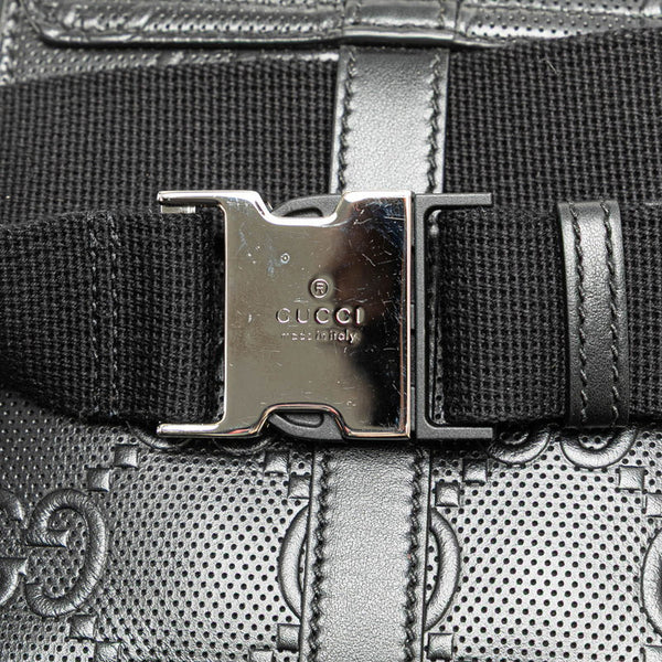 グッチ GGエンボス ウエストバッグ ウエストボーチ 631339 ブラック レザー レディース GUCCI 【中古】