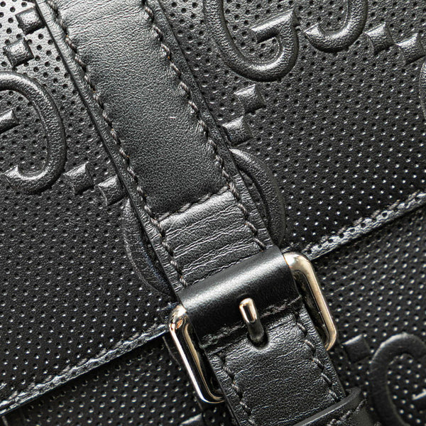 グッチ GGエンボス ウエストバッグ ウエストボーチ 631339 ブラック レザー レディース GUCCI 【中古】