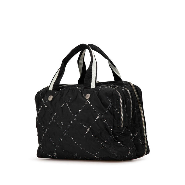 シャネル 旧トラベルライン ハンドバッグ ミニハンドバッグ ブラック ホワイト ナイロン レディース CHANEL 【中古】