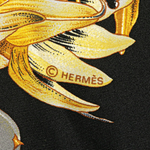 エルメス カレ90 PASSIFLORES パッションフラワー 花柄 スカーフ ブラック マルチカラー シルク レディース HERMES 【中古】