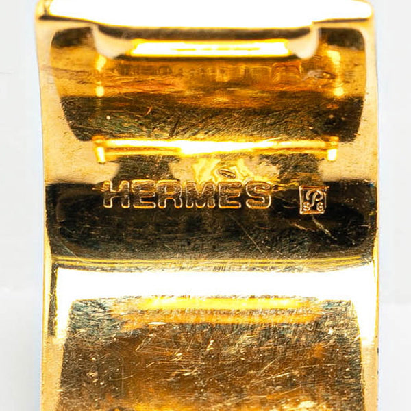エルメス エマイユ 七宝焼き イヤリング ゴールド ブラック メッキ レディース HERMES 【中古】