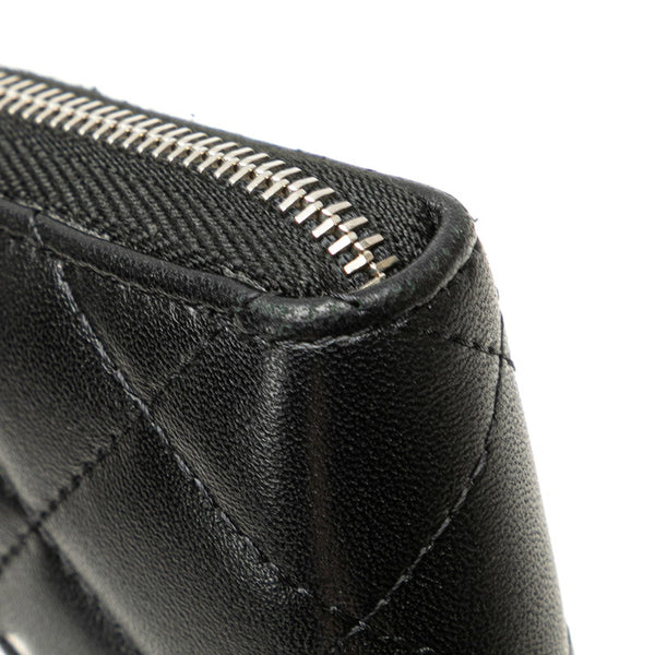 シャネル ココマーク ジップコインパース コインケース ブラック ラムスキン ラインストーン レディース CHANEL 【中古】