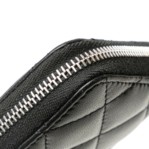シャネル ココマーク ジップコインパース コインケース ブラック ラムスキン ラインストーン レディース CHANEL 【中古】
