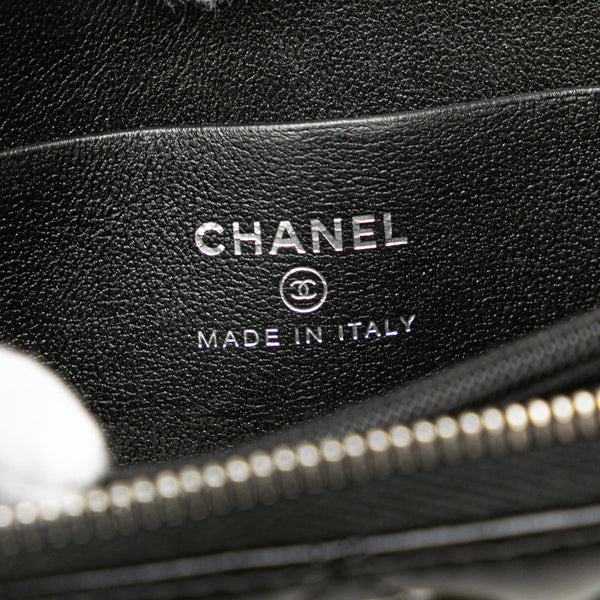 シャネル ココマーク ジップコインパース コインケース ブラック ラムスキン ラインストーン レディース CHANEL 【中古】